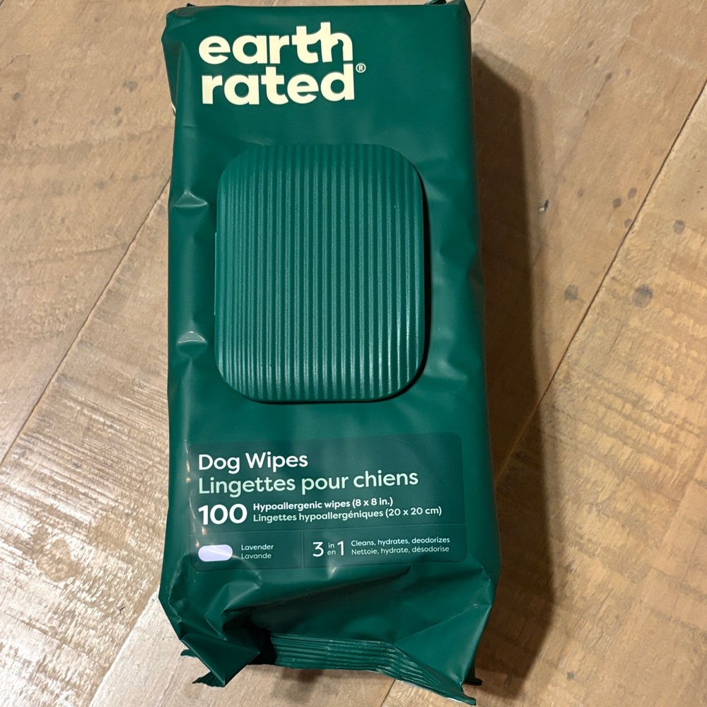 Dog Wipes 8”x8” Earth Rated Lavender 100 Count